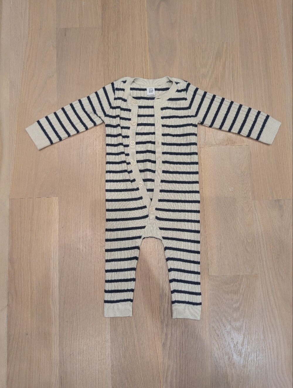 GAP Cream and Navy Striped Baby Cardigan